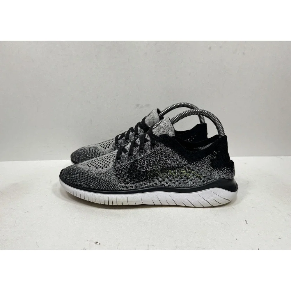 Nike‎ Free RN Flyknit 2018 Men's Size 7.5 Running Shoes Black White Oreo